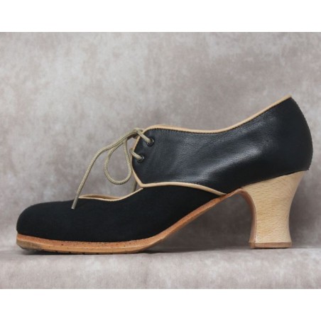 Tientos 37,5 A Suede Negro Semicarrete Barnizado Atrás Leather R. Beige