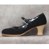 Triana 39,5 A Suede Negro Semicarrete Barnizado Collarín/Correa Patent Leather