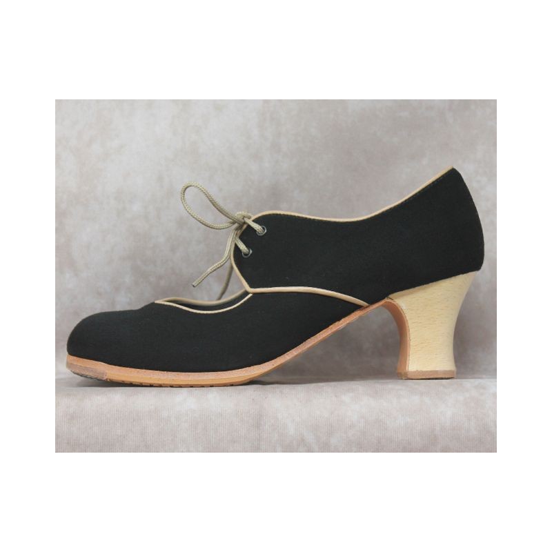 Tientos 37,5 A Suede Negro Semicarrete Barnizado R. Beige