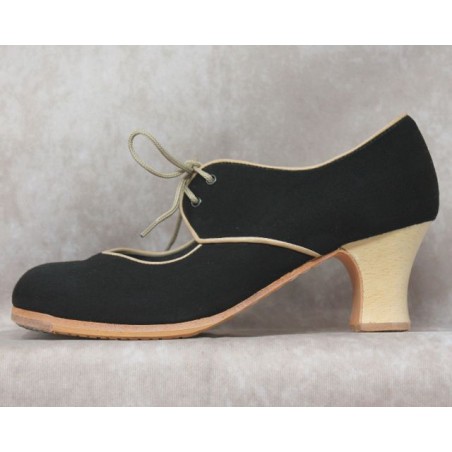 Tientos 37,5 A Suede Negro Semicarrete Barnizado R. Beige