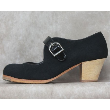 Soleá 36 A Suede Negro Cubano Barnizado Correa Patent Leather