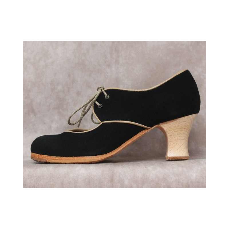 Tientos 35,5 A Suede Negro Semicarrete Barnizado R. Beige