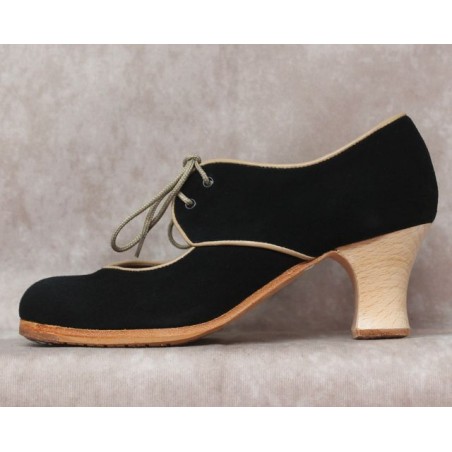 Tientos 35,5 A Suede Negro Semicarrete Barnizado R. Beige