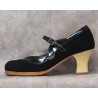 Triana 35,5 A Suede Negro Semicarrete Barnizado Collarín/Correa Patent Leather