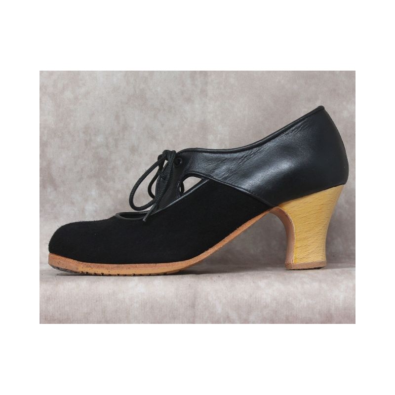 Alegrías 35 A Suede Negro Semicarrete Barnizado Atrás Leather