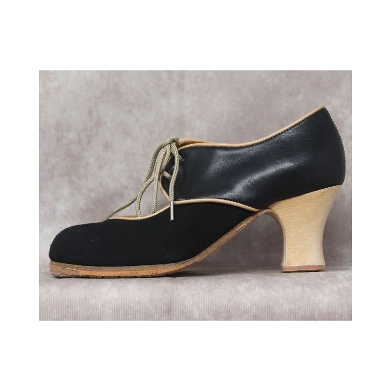 Tientos 33 A Ante Negro Semicarrete Barnizado Atrás Piel R. Beige