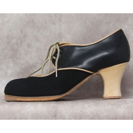 Tientos 33 A Ante Negro Semicarrete Barnizado Atrás Piel R. Beige