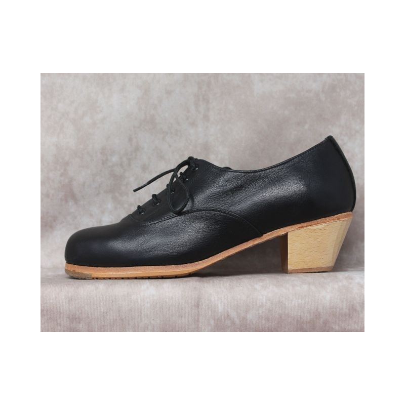 Chapín 41,5 A Piel Negro Caballero 5cm Barnizado