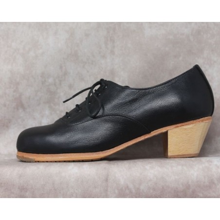Chapín 41,5 A Piel Negro Caballero 5cm Barnizado