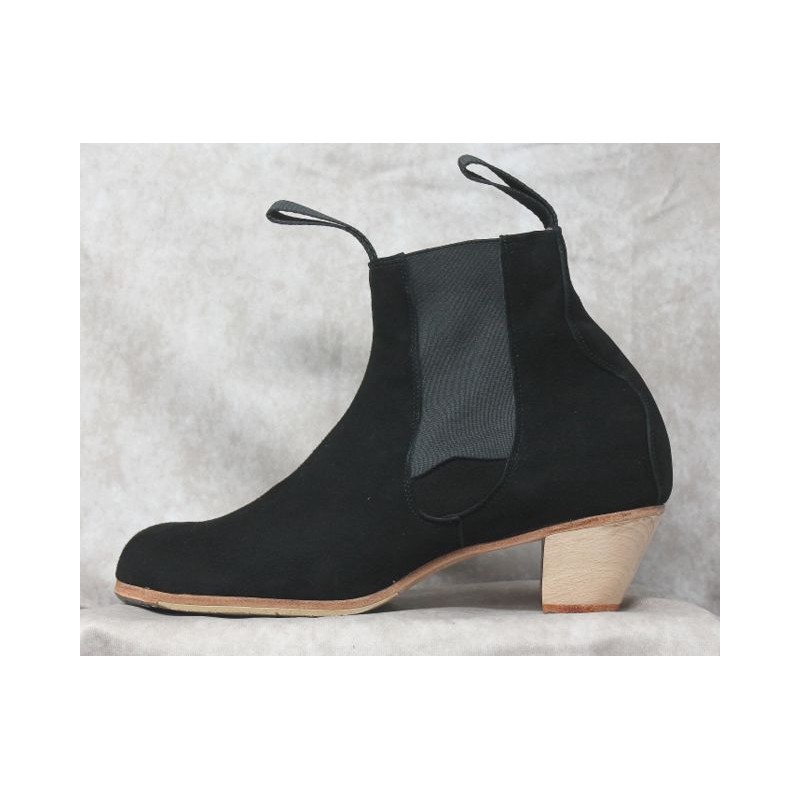Botín 43,5 A Suede Negro Caballero 5cm Barnizado