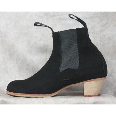 Botín 43,5 A Suede Negro Caballero 5cm Barnizado