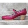 Triana 38,5 A Piel Fucsia Cubano Barnizado Adorno Fantasia