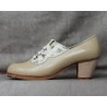 Chapina 36,5 A Leather Beige Cubano Barnizado Adorno Fantasía Mariposas