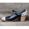 Valencia 36 A Leather Navy Cubano Barnizado Adorno Fantasía Mariposas