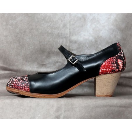 Valencia 38 A Leather Negro Cubano Barnizado Adornos Serpiente 42