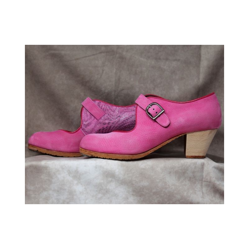 Soleá 39 A Nobuck Rosa Cubano Barnizado Interior Charlot Fucsia
