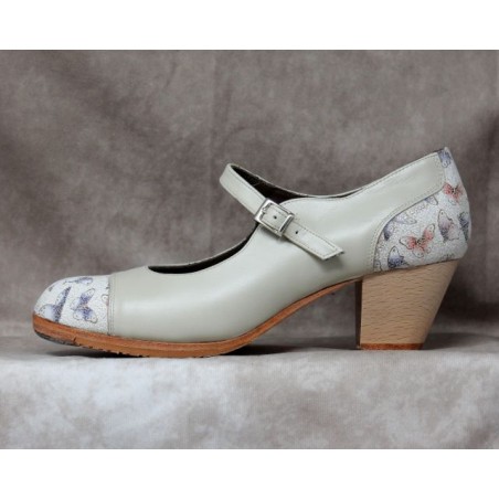 Valencia 37 A Piel Gris Perla Cubano Barnizado Adorno Fantasía Mariposas