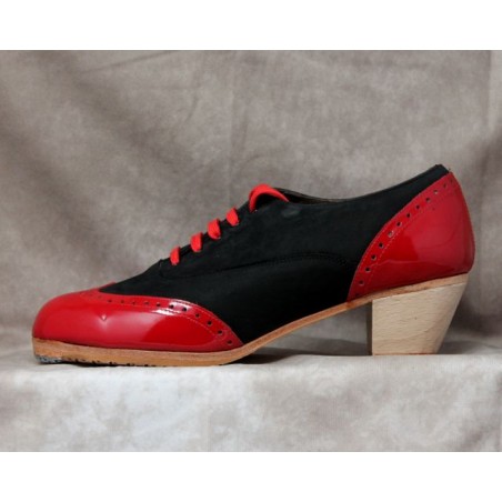 Cordobés 40 A Nubuck Negro Cubano Barnizado Adornos Patent Leather Rojo