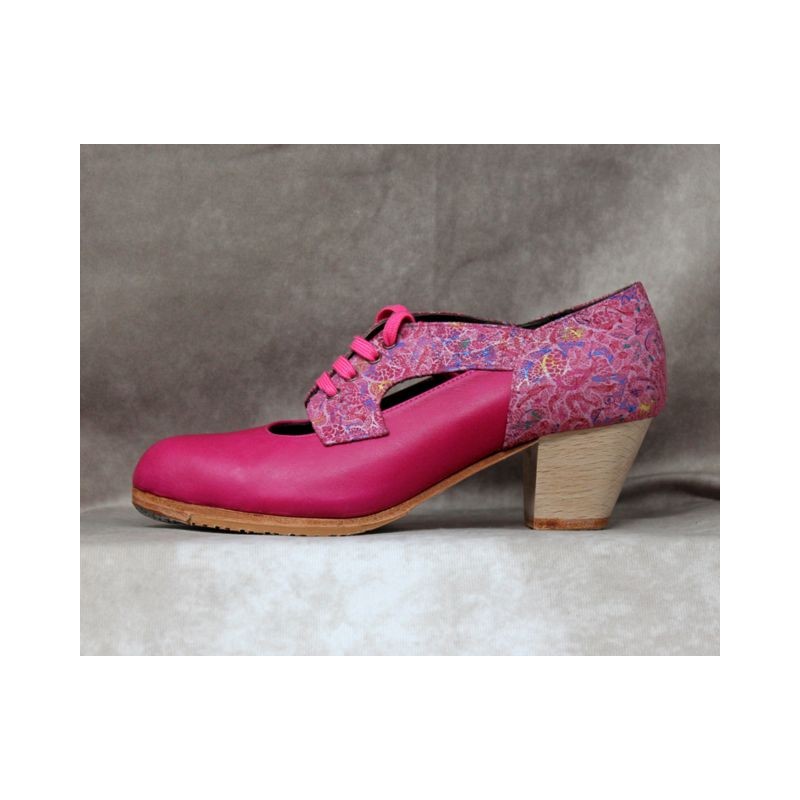 Tronío 37 A Piel Fucsia Cubano Barnizado Adornos Fantasía Rosa