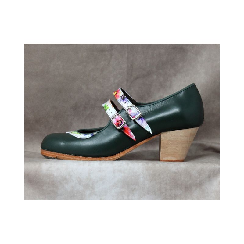 Saeta 36 A Leather Verde Pino Cubano Barnizado Collarín Y Correas Charol Primavera