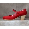 Triana 37 A Nobuck Rojo Cubano Barnizado Adorno Y Correa Charol Rojo