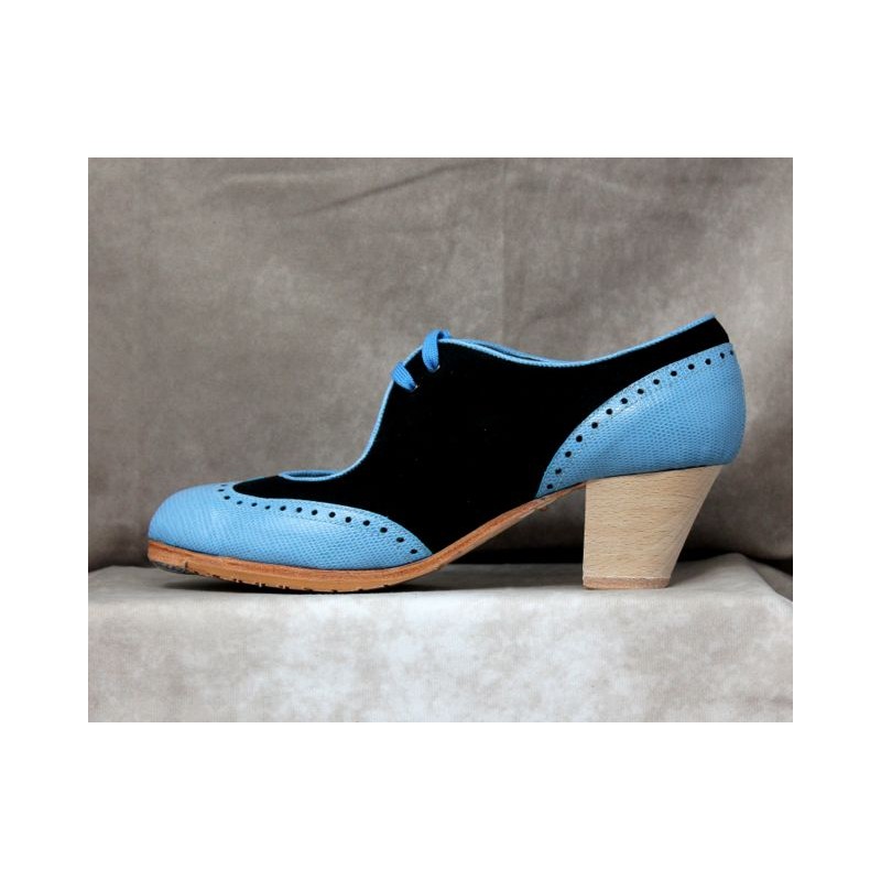 Martinete 41 A Suede Negro Cubano Sin Barnizar Adornor Coco Mallorca