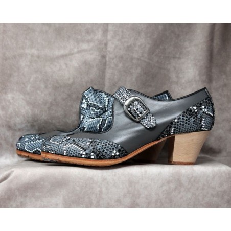 Caracol 39,5 A Leather Gris Cubano Barnizado Adornos Serpiente Gris