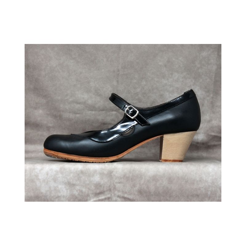 Triana 39 A Leather Negro Cubano Barnizado Adorno Charol Negro