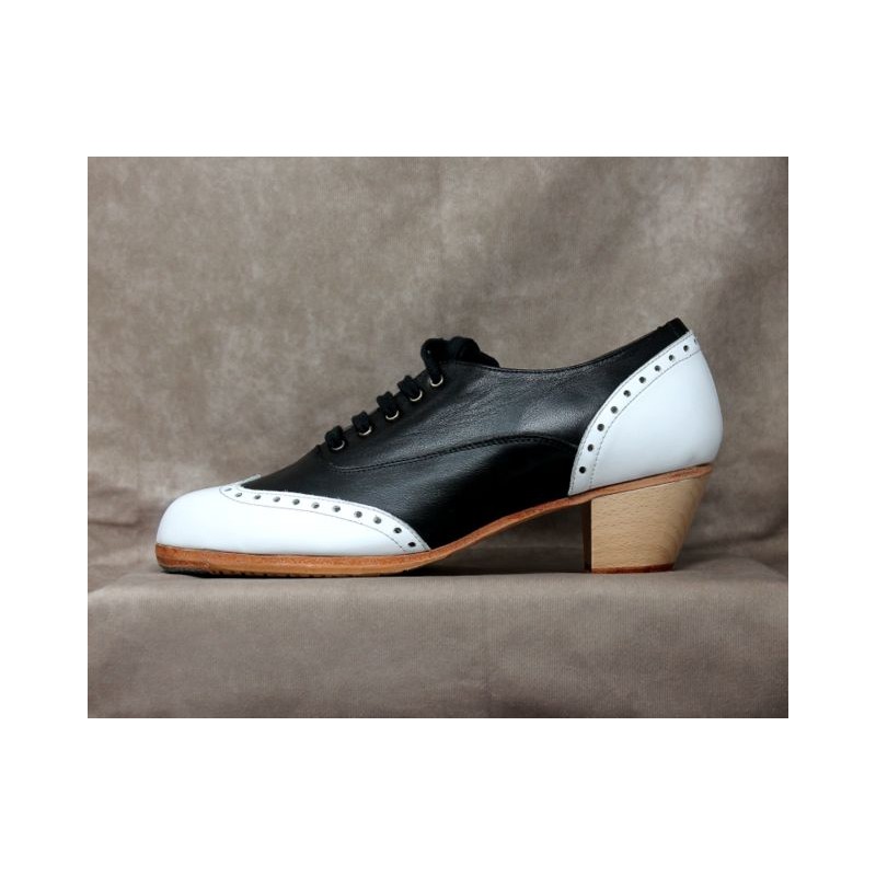 Cordobés 40,5 A Piel Negro Cubano Barnizado Adorno Piel Blanco