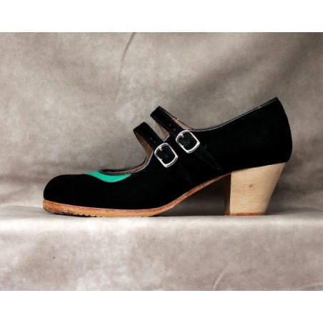 Saeta 36 A Suede Negro Cubano Barnizado Collarín Piel Esmeralda
