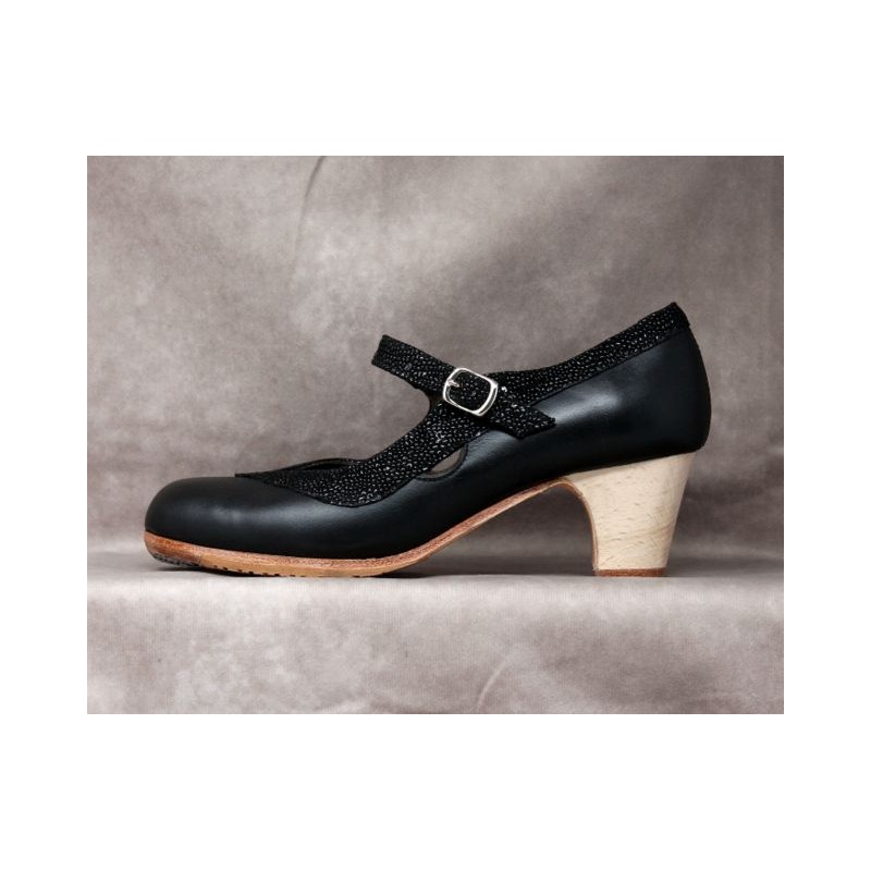 Triana 36 A Leather Negro Clásico Barnizado Adorno Fantasia Gotitas