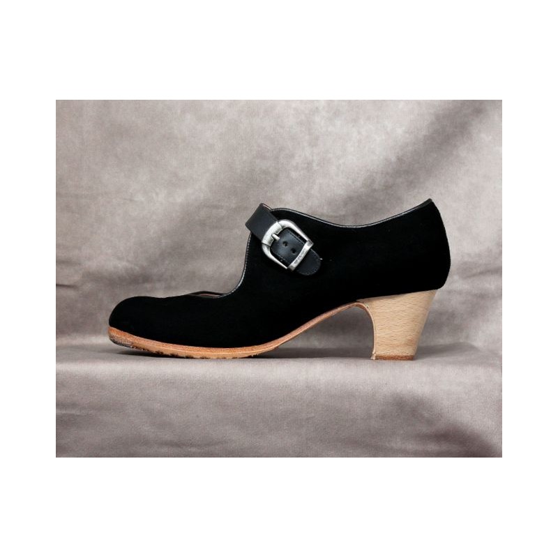Soleá 38 A Suede Negro Clásico Barnizado Correa Leather Negro