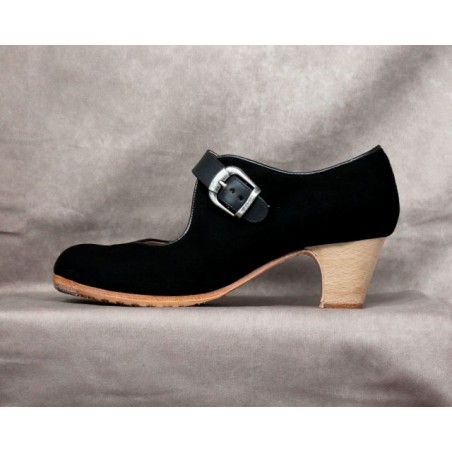 Soleá 38 A Suede Negro Clásico Barnizado Correa Leather Negro