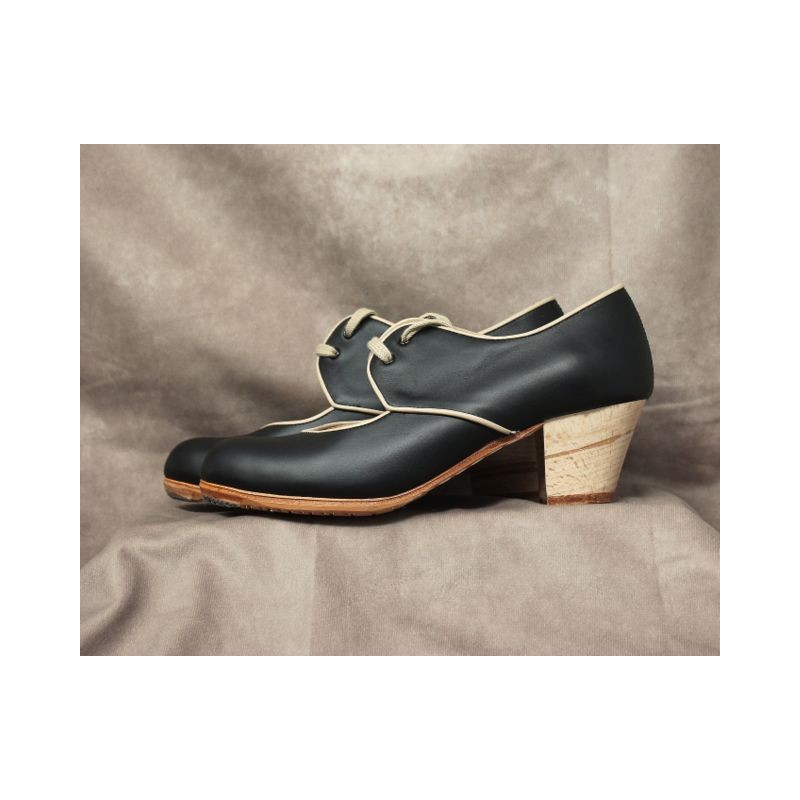 Tientos 35 A Piel Negro Cubano Barnizado R. Beige