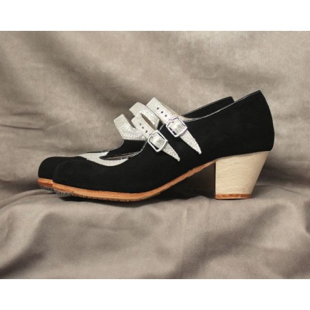 Saeta 35 A Suede Negro Cubano Barnizado Collarín Y Correa Fantasía Viejo Dorado