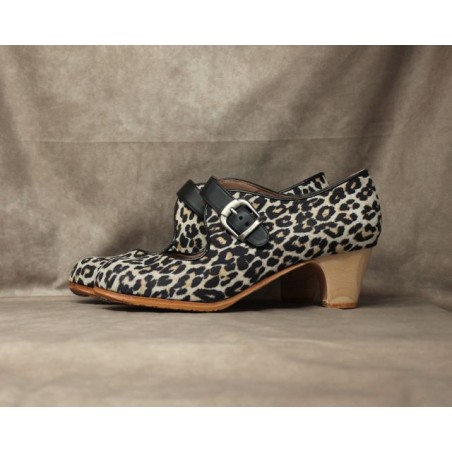Soleá 38 A Animal Print Clásico Barnizado Correas Piel Negro