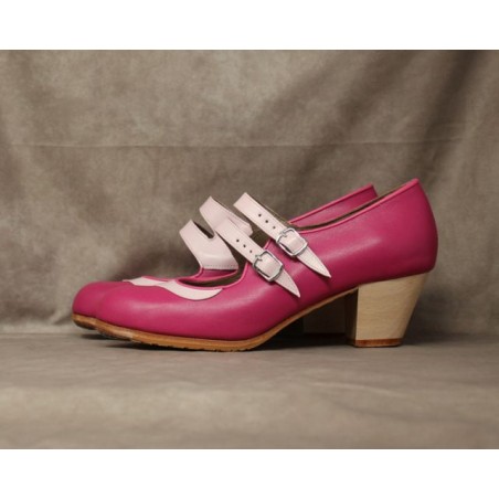 Saeta 38 A Leather Fucsia Cubano Barnizado Collarín y Correas Rosa Palo