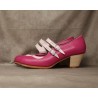 Saeta 38 A Piel Fucsia Cubano Barnizado Collarín y Correas Rosa Palo
