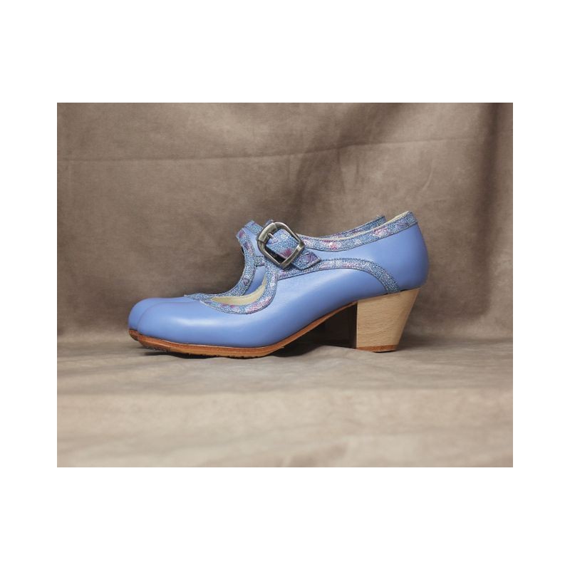 Caña 36 A Leather Azul Violeta Cubano Barnizado Adorno Fantasía Mariposas