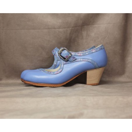 Caña 36 A Leather Azul Violeta Cubano Barnizado Adorno Fantasía Mariposas