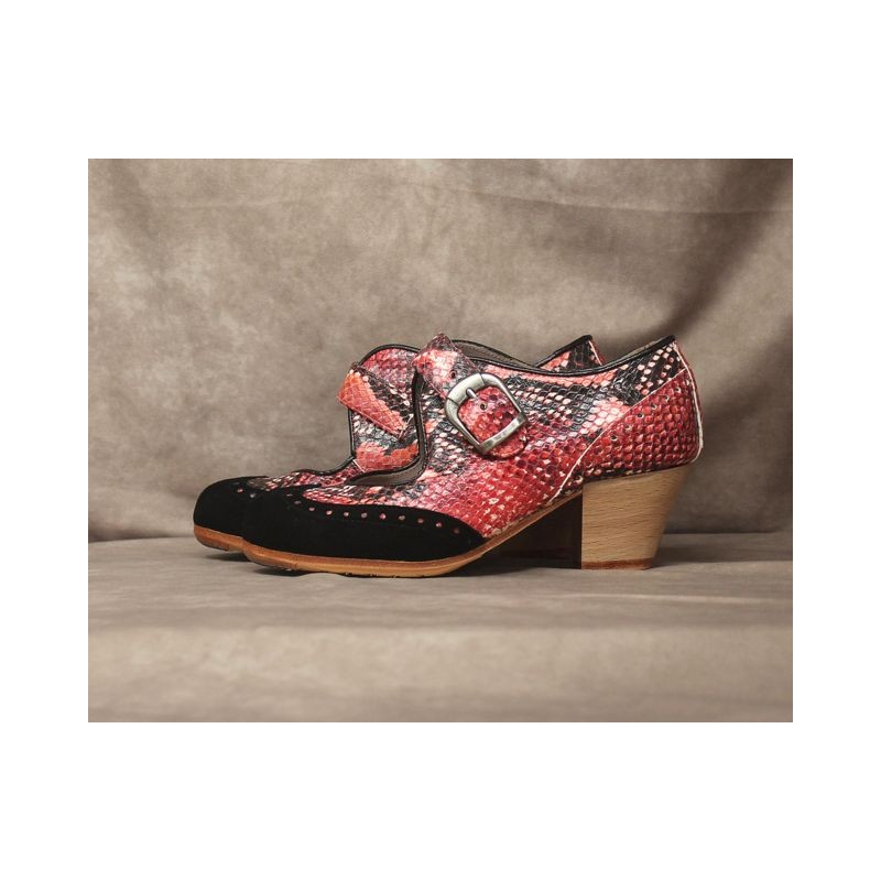 Caracol 33 A Suede Negro Cubano Barnizado Atrás Serpiente 42