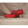 Saeta 36,5 AA Nobuck Rojo Clásico Barnizado Collarín Y Correas Charol Rojo