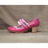 Saeta 36 A Leather Fucsia Cubano Barnizado Collarín Y Correa Fantasía Flor Rosita