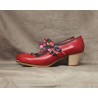 Saeta 39 A Leather Rojo Sangre Cubano Barnizado Collarín Y Correas Fantasía Lunares
