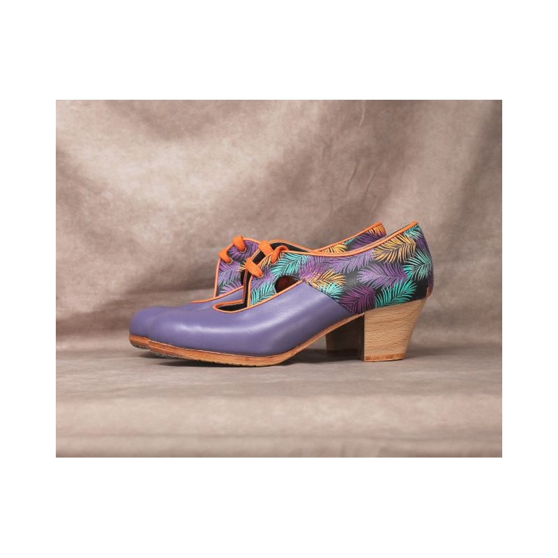 Alegrías 35 A Piel Uva Cubano Barnizado Atrás Fantasía Helechos Multicolor R. Naranja