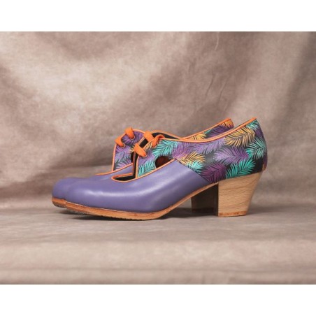 Alegrías 35 A Piel Uva Cubano Barnizado Atrás Fantasía Helechos Multicolor R. Naranja