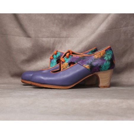 Alegrías 35 A Piel Uva Clásico Barnizado Atrás Fantasía Helechos Multicolor R. Naranja