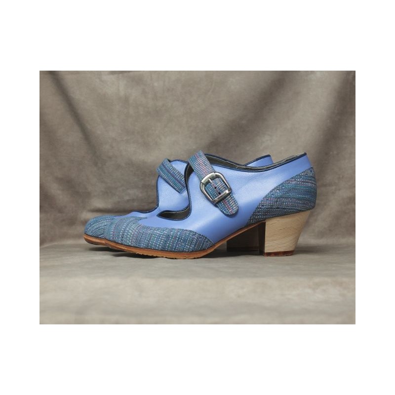 Caracol 38 A Leather Azul Violeta Cubano 5 Visto Correa Y Adornos Urdimbre Azul